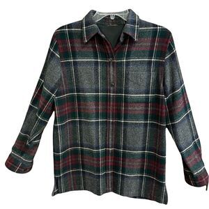 Lauren Ralph Lauren Shirt Jacket Lambswool Flannel Womens Plaid Button Up Sz S